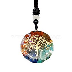 Resin & Natural & Synthetic Mixed Gemstone Pendant Necklaces, Tree of Life, 25.59 inch(65cm)(OG4289-20)