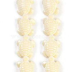 Synthetic Coral Carved Beads Strands, Dyed, Tortoise, Bisque, 18.5x16x7.5mm, Hole: 1.2mm, about 20pcs/strand, 13.78''(35cm)(CORA-L020-E-06)