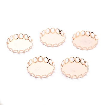 304 Stainless Steel Cabochon Settings, Lace Edge Bezel Cups, Flat Round, Rose Gold, 19x3mm Tray: 18mm