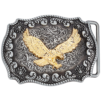 Alloy Smooth Buckles, Belt Fastener, Rectangle with Eagle, Gunmetal & Golden, 63x84x20mm, Hole: 16x42mm