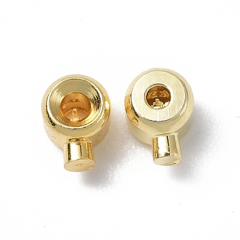 Brass Crimp Beads, Column, Real 18K Gold Plated, 4x3x2.5mm, Hole: 1mm