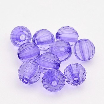 Faceted Round Transparent Acrylic Beads, Lilac, 12mm, Hole: 2mm, about 530pcs/500g