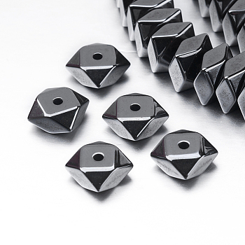 Non-magnetic Synthetic Hematite Beads Strands, Faceted, Square, 8x8x4mm, Hole: 1mm, about 97pcs/strand, 15.1 inch(38.5cm)