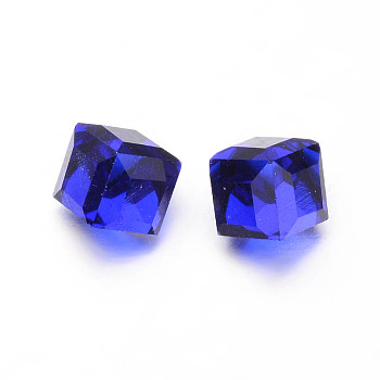 Faceted Cube Glass Cabochons, Blue, 8x8x8mm
