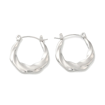 304 Stainless Steel Hoop Earrings for Women, Twist, Stainless Steel Color, 23x6mm
