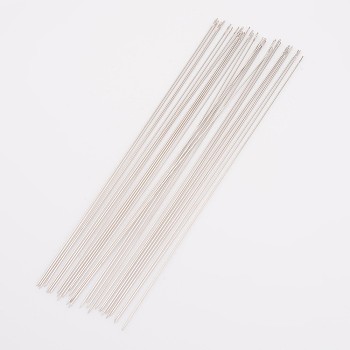Iron Beading Needles, Silver Color Plated, 120x0.45mm, Hole: 0.5mm, about 28~30pcs/bag