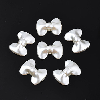 ABS Plastic Imitation Pearl Beads, Bowknot, Creamy White, 14.5x19.5x5mm, Hole: 1.6mm