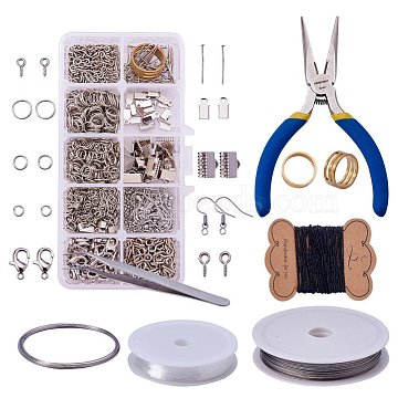 PandaHall Elite DIY Jewelry Making Kits, Metal Jewelry Findings & Tools Sets, Platinum(DIY-PH0016-01P)