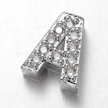 Platinum Plated Brass Micro Pave Cubic Zirconia Letter Slide Charms(ZIRC-E015-04)-2