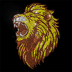 Glass Hotfix Rhinestone, Iron on Appliques, Costume Accessories, for Clothes, Bags, Pants, Lion, 297x210mm(DIY-WH0303-957)
