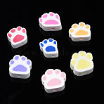 Handmade Polymer Clay Beads, Paw Print, Mixed Color, 8~11x9~11x4~5mm, Hole: 1.2~1.6mm(CLAY-N011-008)