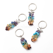 Natural & Synthetic Gemstone Beaded Keychain, with Brass, Iron, 304 Stainless Steel & Alloy Findings, Wings, 9.25~9.5cm(KEYC-JKC00345)