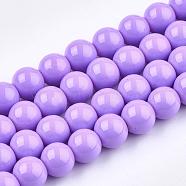 Painted Glass Bead Strands, Baking Paint, Round, Violet, 8mm, Hole: 1.3~1.6mm, about 100pcs/strand, 31.4 inch(DGLA-S071-8mm-B38)