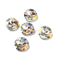 Light AB Style Glass Rhinestone Cabochons, Pointed Back & Back Plated, Faceted, Flat Round, Light Crystal AB, 27x9.5mm(RGLA-J033-E-001LA)