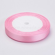 Single Face Satin Ribbon, Polyester Ribbon, Pink, 3/8 inch(10mm), about 25yards/roll(22.86m/roll), 10rolls/group, 250yards/group(228.6m/group)(RC011-43)
