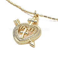Golden Plated Brass Micro Pave Clear Cubic Zirconia Pendant Necklaces, for Mother's Day, Heart, 17.01 inch(432mm), Pendant: 27x20mm(NJEW-L178-01G-04)