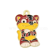 Alloy Enamel Pendants, Golden, Chinese Zodiac Charm, Tiger, 22x14.5x1.2mm, Hole: 1.6mm(ENAM-D301-01G-03)