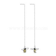 SHEGRACE Rhodium Plated 925 Sterling Silver Dangle Earrings, Ear Thread, with Epoxy Resin and Cable Chains, Bees, Platinum, 92mm(JE815A)