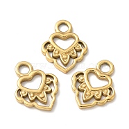 Ion Plating 304 Stainless Steel Pendants, Heart, Golden, 16.5x13x1mm, Hole: 2.7mm(STAS-H165-12G)