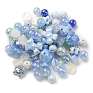 Acrylic Beads, Mixed Shapes, Blue, 8~51x8~51x6~27.5mm, Hole: 1.8~3.8mm, about 163pcs/350g, 350g/bag(OACR-R261-12I)