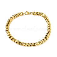 Vacuum Plating 201 Stainless Steel Curb Chain Bracelet with 304 Stainless Steel Clasps for Men Women, Golden, 7-7/8 inch(20cm), Link: 8x6x2mm(BJEW-M235-02A-G)