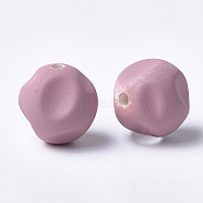 Acrylic Beads, Rubberized, Bumpy, Round, Flamingo, 17.5x18x18mm, Hole: 2.5mm(MACR-T024-18B)