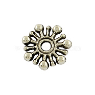 Tibetan Style Alloy Flower Spacer Beads, Cadmium Free & Lead Free, Antique Silver, 9.5x2mm, Hole: 2mm(X-TIBEB-5532-AS-LF)