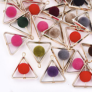 UV Plating Acrylic Pendants, Flocky, Triangle, Light Gold, Mixed Color, 26x24x10mm, Hole: 1.8mm(FIND-T046-47)
