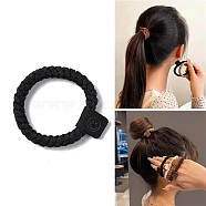 Solid Cloth Elastic Braided Hair Ties, Smiling Face Hair Accessories for Women Girls, Black, 7mm, Inner Diameter: 41mm(PHAR-F015-04C)
