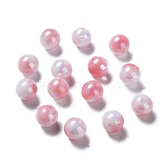 Two Tone Opaque Acrylic Beads, Round, Hot Pink, 10mm, Hole: 1.8mm, about 1020pcs/500g(SACR-P024-01B-W06)