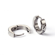 304 Stainless Steel Huggie Hoop Earrings, Hypoallergenic Earrings, Stainless Steel Color, 13.5x3mm, Pin: 1mm(X-EJEW-N0020-142)