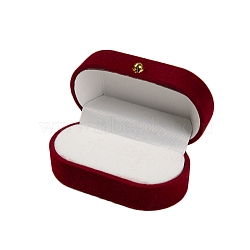 Velvet Single Ring Jewelry Boxes, Wedding Ring Storage Case, Oval, FireBrick, 7x4x3cm(PW-WG84862-01)
