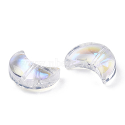 Electroplate Transparent Glass Beads, AB Color Plated, Crescent Moon, Clear AB, 14x10x5.5mm, Hole: 1mm(EGLA-T022-04)