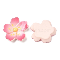 Opaque Resin Cabochons, Flower, Cerise, 27x26x6mm(RESI-G072-04B)