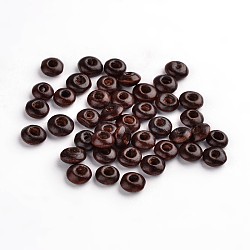 Natural Wood Beads, Lead Free, Dyed, Rondelle, Coconut Brown, 6x3mm, Hole: 2mm, about 25440pcs/1000g(WOOD-S615-1-LF)