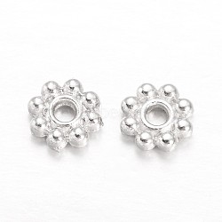 Alloy Daisy Spacer Beads, Flower, Silver Color Plated, 5x1.5mm, Hole: 1.8mm(PALLOY-L166-31S)