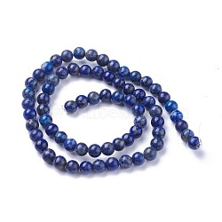 Natural Lapis Lazuli Beads Strands, Round, 6mm, Hole: 1mm, about 60~68pcs/strand, 15  inch~15.27 inch(38.2~38.8cm)(G-P430-07-B)