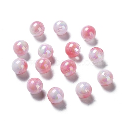 Two Tone Opaque Acrylic Beads, Round, Hot Pink, 10mm, Hole: 1.8mm, about 1020pcs/500g(SACR-P024-01B-W06)