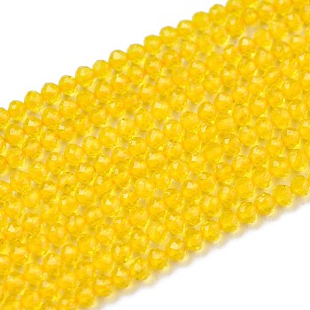 Glass Beads Strands, Imitation Quartz, Faceted, Round, Yellow, 2mm, Hole: 0.5mm,  about 175pcs/strand, 14.9 inch(38cm)