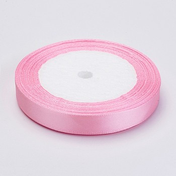 Single Face Satin Ribbon, Polyester Ribbon, Pink, 3/8 inch(10mm), about 25yards/roll(22.86m/roll), 10rolls/group, 250yards/group(228.6m/group)