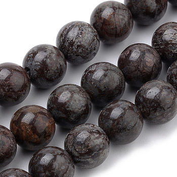 Natural Brown Snowflake Obsidian Beads Strands, Round, 8mm, Hole: 1mm, about 50pcs/strand, 15.7 inch