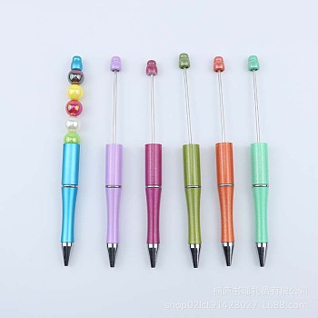 Plastic Beadable Pens, Shaft Black Ink Ballpoint Pen, for DIY Pen Decoration, Mixed Color, 144x12mm, The Middle Pole: 2mm