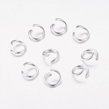 Iron Jump Rings, Open, Silver Color Plated, Single Ring, 7x0.9mm, Inner Diameter: 5.2mm, about 7100pcs/KG