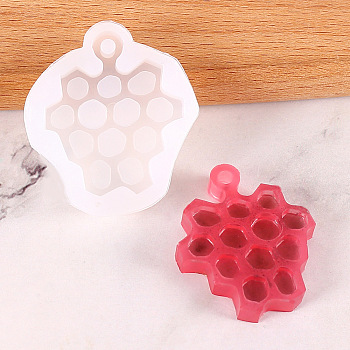 Silicone Molds, Pendant Resin Casting Molds, For UV Resin, Epoxy Resin Jewelry Making, Grape, White, 42x38x8mm, Hole: 3mm