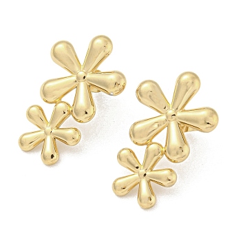 304 Stainless Steel Stud Earrings, Flower, Golden, 27x17.5mm