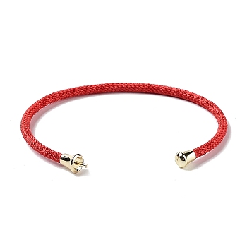 Stainless Steel Cuff Bangle Making, with Golden Tone Brass Finding, for Half Drilled Beads, Red, Inner Diameter: 1-3/4x2-3/8 inch(4.6x6cm), Pin: 1mm