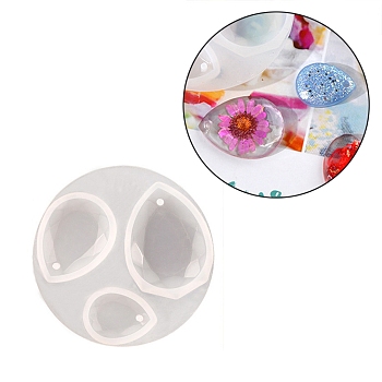 Teardrop Silicone Pendant Mold, Resin Casting Molds, for DIY UV Resin, Epoxy Resin Jewelry Making, Faceted, Wheat, 69x7mm, Hole: 2mm, Inner Diameter: 23x17mm and 32x24mm and 39x29mm