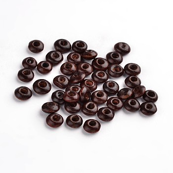 Natural Wood Beads, Lead Free, Dyed, Rondelle, Coconut Brown, 6x3mm, Hole: 2mm, about 25440pcs/1000g