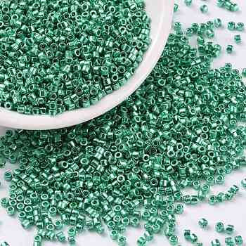 Cylinder Seed Beads, Metallic Colours, Uniform Size, Medium Sea Green, 2x1.5mm, Hole: 0.8mm, about 888pcs/10g