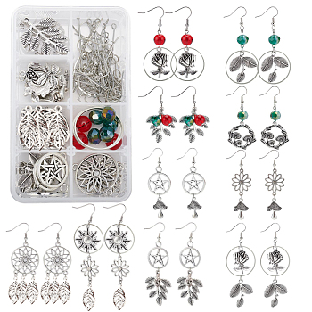 SUNNYCLUE DIY Earrings Making Kit, Including Alloy Pendants & Links & Links Cabochons Settings, Brass Linking Rings & Earrings Hook & Jump Rings & Head Pins & Eye Pins, Glass Beads, Mixed Color, 138pcs/box